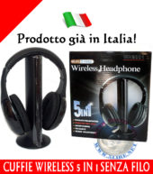 CUFFIA CUFFIE WIRELESS 5 IN 1 SENZA FILO WI-FI PER ASCOLTARE TV RADIO HI FI TELE