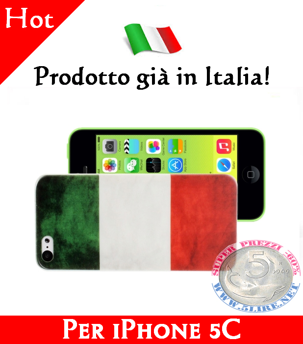 Cover Bumper Case Custodia in plastica per iPhone 5C modello bandiera Italia