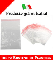 100pz Bustine Sacchetti di Plastica Zip Chiusura a Cerniera Trasparente