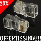 20x Plug Connettori RJ45 Lan - Ethernet Cavo di Rete 8P8C