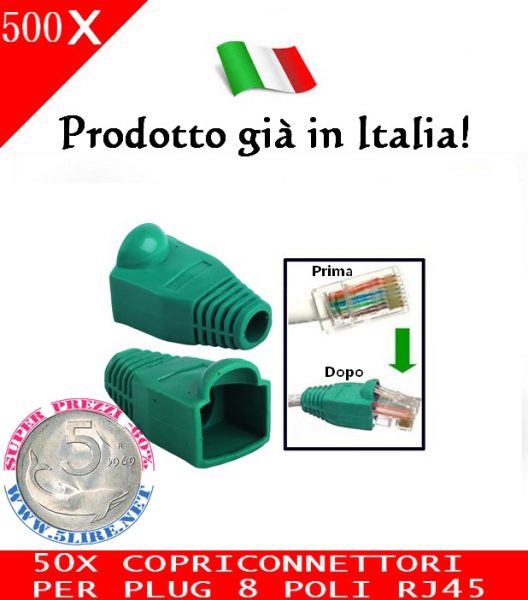 Copriconnettori verde per Plug 8 Poli RJ45 Copri Connettori