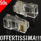 50x Plug Connettori RJ45 Lan - Ethernet Cavo di Rete 8P8C