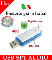 Pen Drive Recorder Mini Micro Registratore Usb 4Gb Vocale Audio Spia Cimice Spy