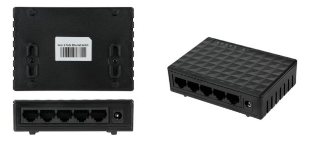 Switch Ethernet 5 porte 10 / 100 / 1000 Mbps.