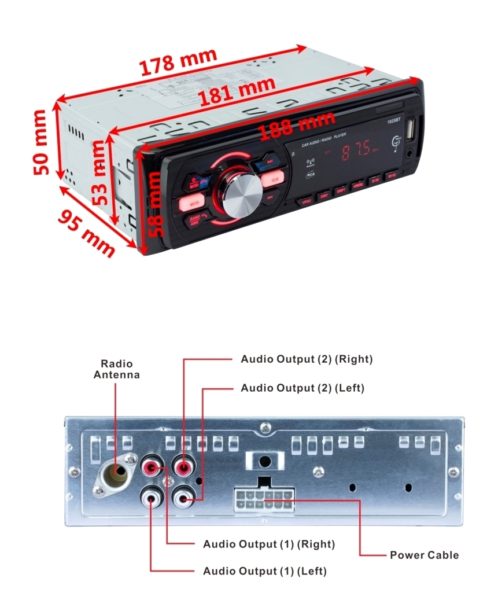 Stereo Bluetooth auto con Radio FM e Ingresso USB