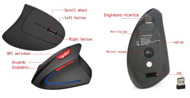Mouse Wireless con batterie ricaricabili