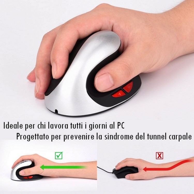 Mouse verticale ergonomico ricaricabile per Mouse per mancini con  ricevitore USB per Computer portatile PC Desktop all'ingrosso e Dropshipping