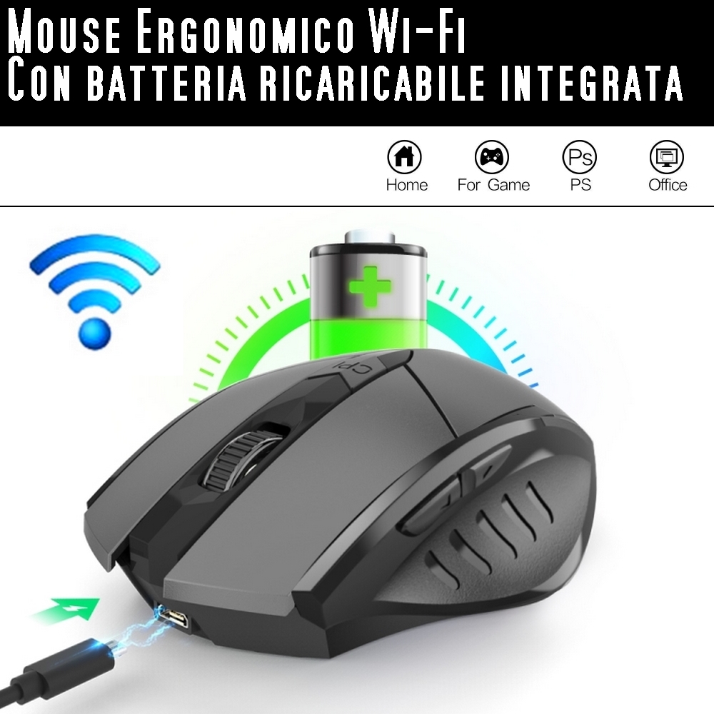 Mouse ricaricabile wireless con batteria integrata ricaricabile - La  Tecnologia del futuro..